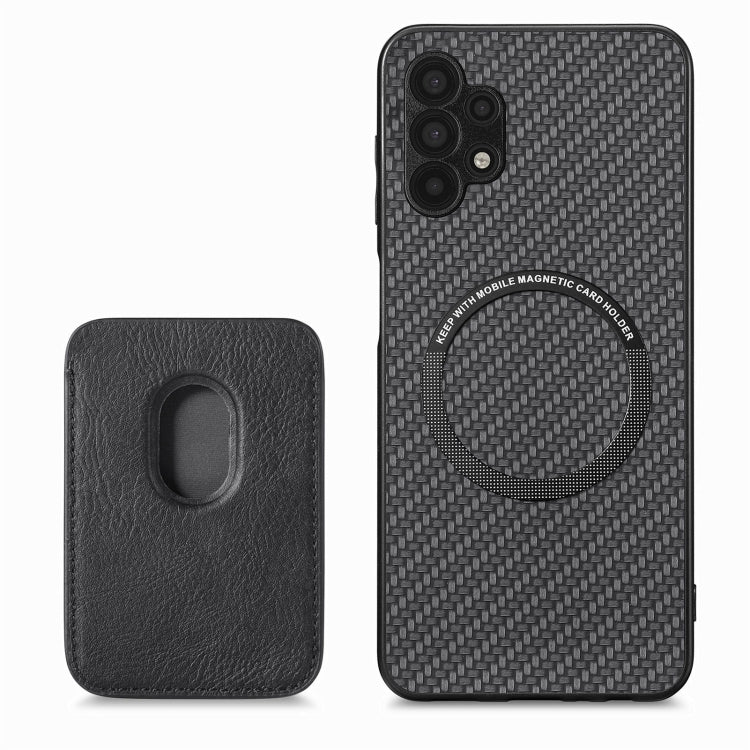For Samsung Galaxy A32 5G Carbon Fiber Leather Card Magsafe Magnetic Phone Case(Black) - Galaxy Phone Cases by PMC TechLife | Online Shopping South Africa | PMC TechLife