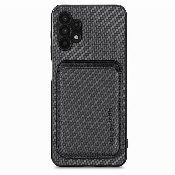 For Samsung Galaxy A32 5G Carbon Fiber Leather Card Magsafe Magnetic Phone Case(Black)