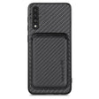 For Samsung Galaxy A50 Carbon Fiber Leather Card Magsafe Magnetic Phone Case(Black) - Galaxy Phone Cases by PMC TechLife | Online Shopping South Africa | PMC TechLife