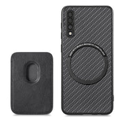 For Samsung Galaxy A50 Carbon Fiber Leather Card Magsafe Magnetic Phone Case(Black)