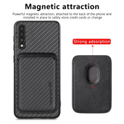 For Samsung Galaxy A50 Carbon Fiber Leather Card Magsafe Magnetic Phone Case(Black)