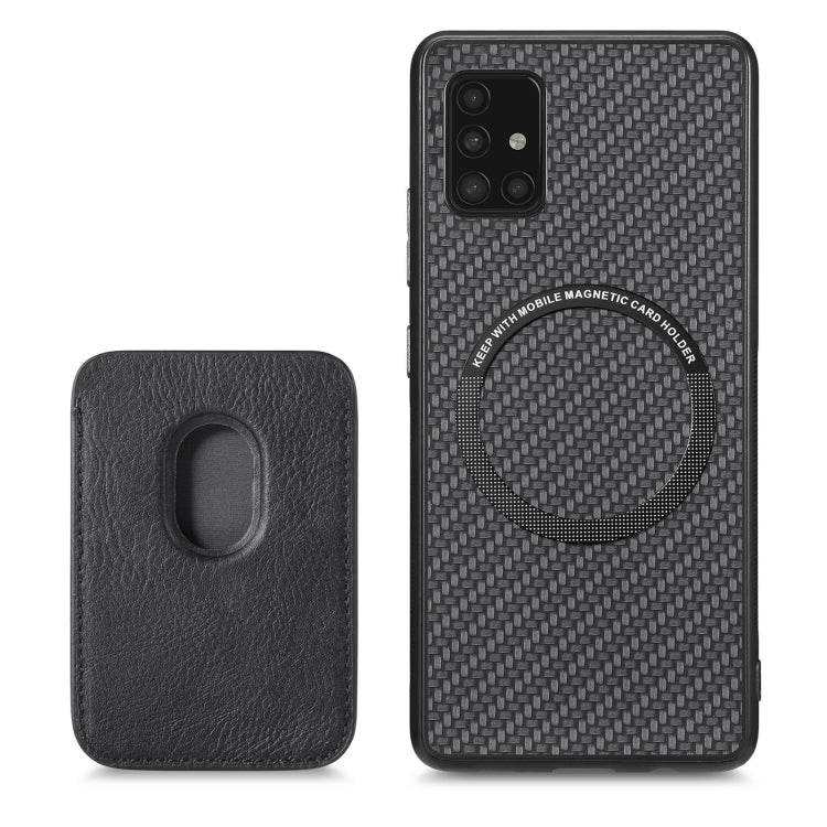 For Samsung Galaxy A51 5G Carbon Fiber Leather Card Magsafe Magnetic Phone Case(Black) - Galaxy Phone Cases by PMC TechLife | Online Shopping South Africa | PMC TechLife