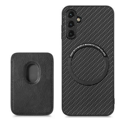 For Samsung Galaxy A54 5G Carbon Fiber Leather Card Magsafe Magnetic Phone Case(Black) - Galaxy Phone Cases by PMC Jewellery | Online Shopping South Africa | PMC Jewellery