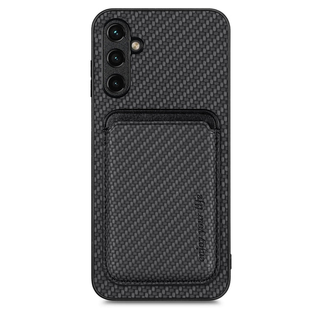 For Samsung Galaxy A54 5G Carbon Fiber Leather Card Magsafe Magnetic Phone Case(Black)