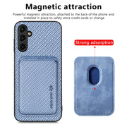 For Samsung Galaxy A54 5G Carbon Fiber Leather Card Magsafe Magnetic Phone Case(Blue)