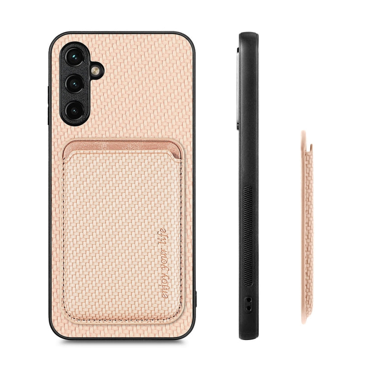 For Samsung Galaxy A54 5G Carbon Fiber Leather Card Magsafe Magnetic Phone Case(Khaki) - free shipping - PMC TechLife - Order now!