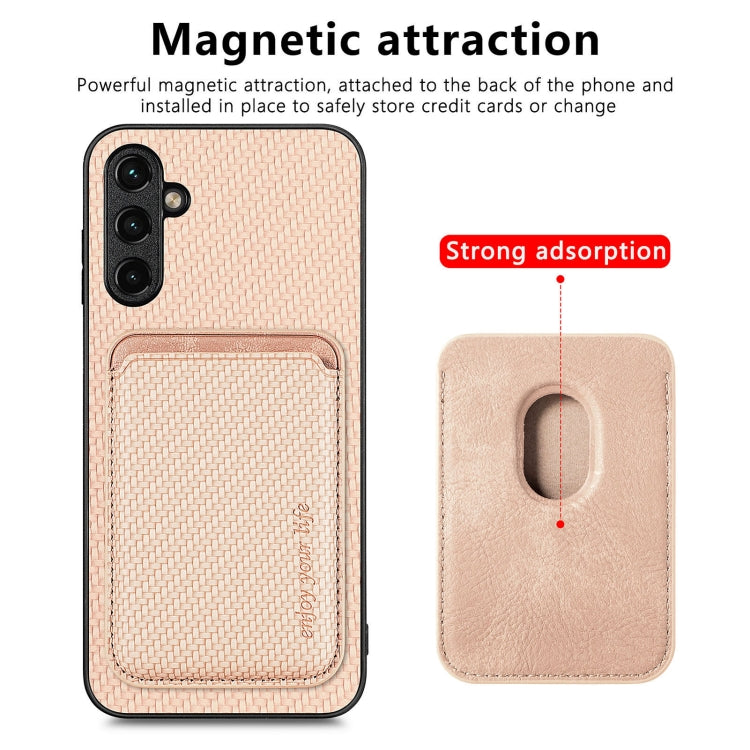 For Samsung Galaxy A54 5G Carbon Fiber Leather Card Magsafe Magnetic Phone Case(Khaki) - free shipping - PMC TechLife - Order now!