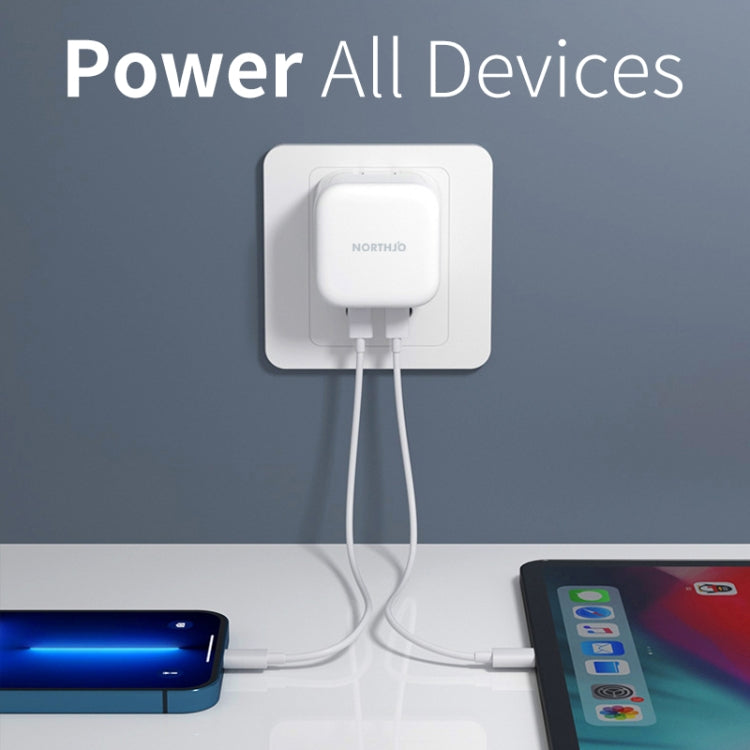 NORTHJO NOGAN3502 GaN PD PPS 35W Dual USB-C / Type-CWall Fast Charger, Plug Type:EU Plug(White)