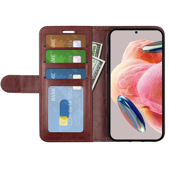 For Xiaomi Redmi Note 12 4G Global R64 Texture Horizontal Flip Leather Phone Case(Brown)