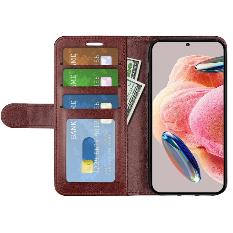 For Xiaomi Redmi Note 12 4G Global R64 Texture Horizontal Flip Leather Phone Case(Brown)