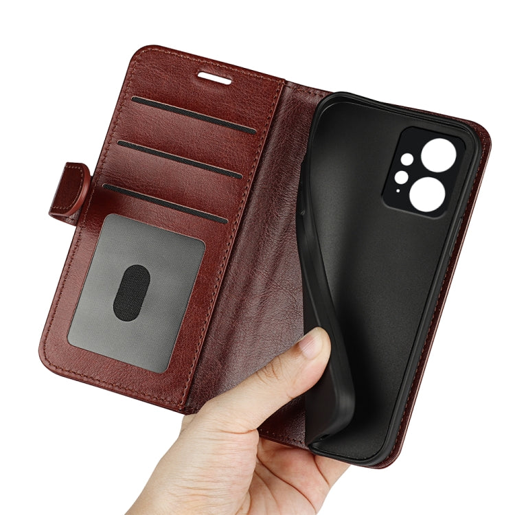 For Xiaomi Redmi Note 12 4G Global R64 Texture Horizontal Flip Leather Phone Case(Brown)