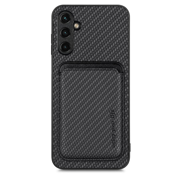 For Samsung Galaxy A34 5G Carbon Fiber Leather Card Magsafe Magnetic Phone Case(Black)