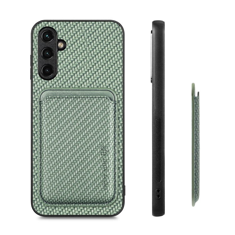 For Samsung Galaxy A34 5G Carbon Fiber Leather Card Magsafe Magnetic Phone Case(Green) - Galaxy Phone Cases by PMC TechLife | Online Shopping South Africa | PMC TechLife | Buy Now Pay Later Mobicred