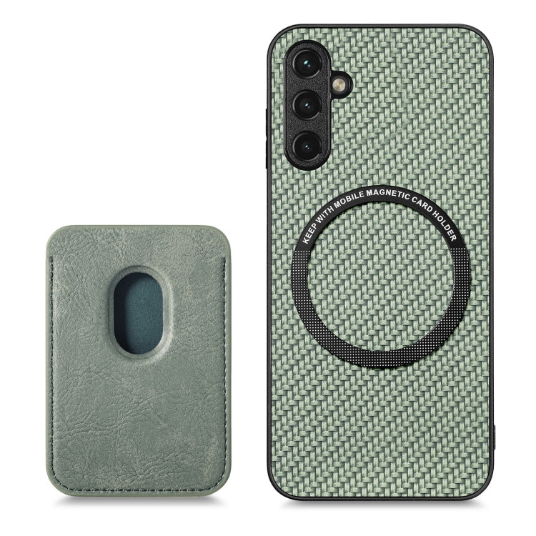 For Samsung Galaxy A34 5G Carbon Fiber Leather Card Magsafe Magnetic Phone Case(Green) - Galaxy Phone Cases by PMC TechLife | Online Shopping South Africa | PMC TechLife | Buy Now Pay Later Mobicred