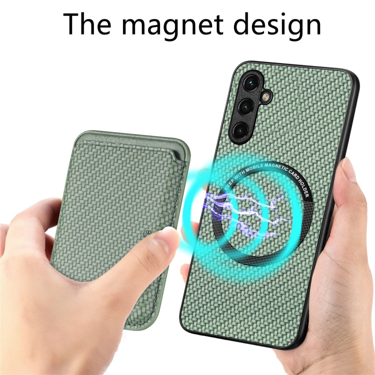 For Samsung Galaxy A34 5G Carbon Fiber Leather Card Magsafe Magnetic Phone Case(Green) - Galaxy Phone Cases by PMC TechLife | Online Shopping South Africa | PMC TechLife | Buy Now Pay Later Mobicred
