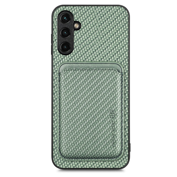 For Samsung Galaxy A34 5G Carbon Fiber Leather Card Magsafe Magnetic Phone Case(Green)