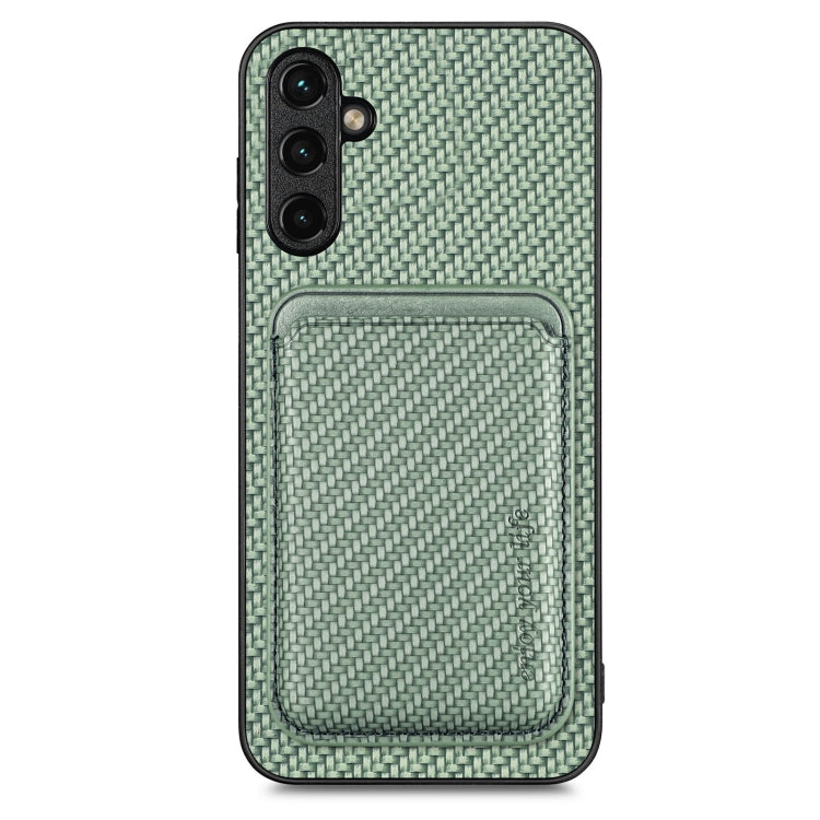 For Samsung Galaxy A34 5G Carbon Fiber Leather Card Magsafe Magnetic Phone Case(Green) - Galaxy Phone Cases by PMC TechLife | Online Shopping South Africa | PMC TechLife | Buy Now Pay Later Mobicred