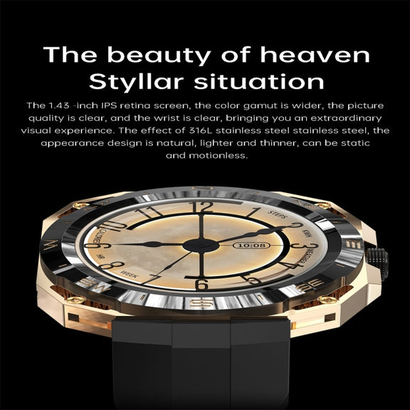 E25 1.43 inch Color Screen Smart Watch,Support Heart Rate Monitoring / Blood Pressure Monitoring(Black)