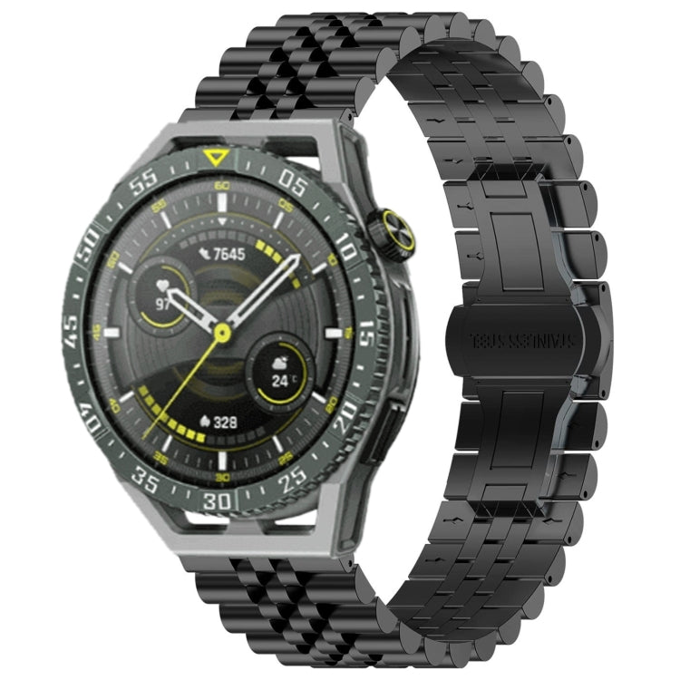 For Huawei Watch GT3 SE Five Bull Half Round Stainless Steel Watch Band + Strap Removal Tool(Black) -  by PMC TechLife | Online Shopping South Africa | PMC TechLife