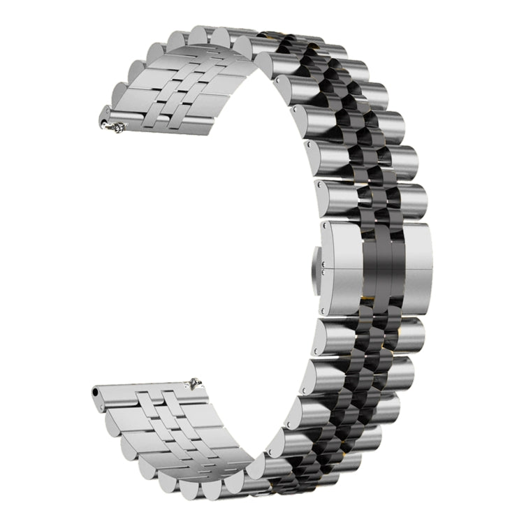 For Huawei Watch GT3 SE Five Bull Half Round Stainless Steel Watch Band + Strap Removal Tool(Silver+Black)