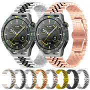 For Huawei Watch GT3 SE Five Bull Half Round Stainless Steel Watch Band + Strap Removal Tool(Silver+Gold)
