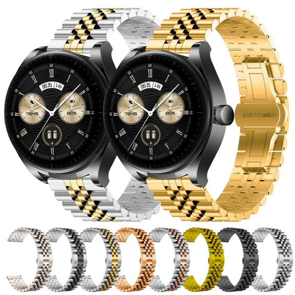 For Huawei Watch Buds Five Bull Half Round Stainless Steel Watch Band + Strap Removal Tool(Starlight Color)