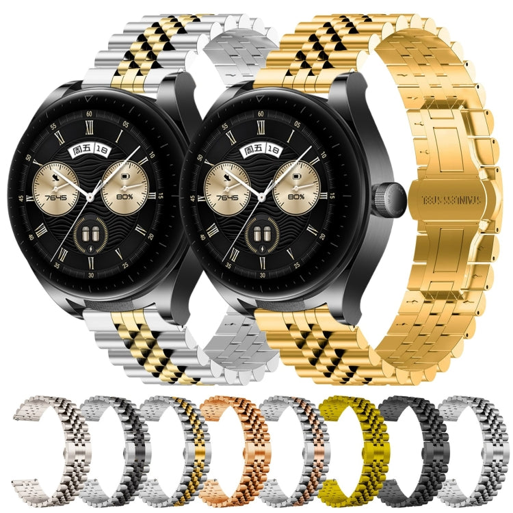 For Huawei Watch Buds Five Bull Half Round Stainless Steel Watch Band + Strap Removal Tool(Rose Gold)
