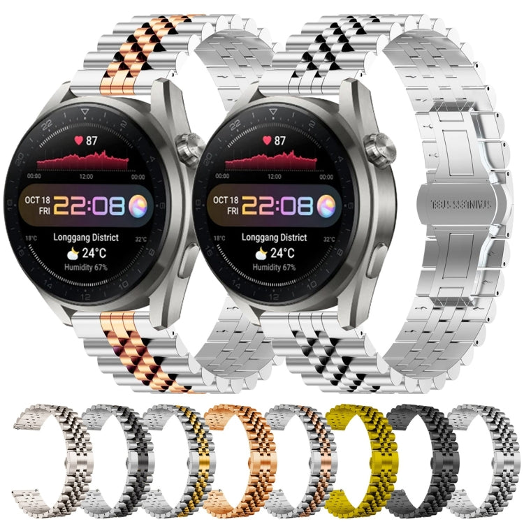 For Huawei Watch3 Pro New Five Bull Half Round Stainless Steel Watch Band + Strap Removal Tool(Silver+Gold) -  by PMC TechLife | Online Shopping South Africa | PMC TechLife