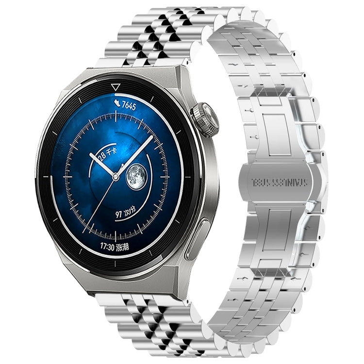 For Huawei Watch GT3 Pro 46mm Five Bull Half Round Stainless Steel Watch Band + Strap Removal Tool(Silver) -  by PMC TechLife | Online Shopping South Africa | PMC TechLife