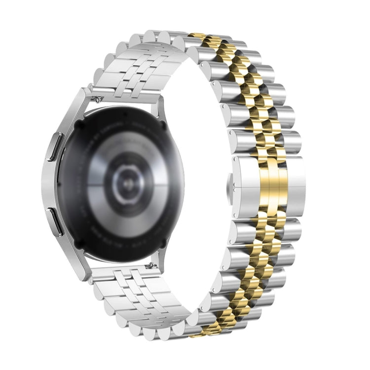 For Huawei Watch GT3 Pro 46mm Five Bull Half Round Stainless Steel Watch Band + Strap Removal Tool(Silver+Gold)