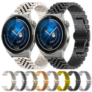For Huawei Watch GT3 Pro 46mm Five Bull Half Round Stainless Steel Watch Band + Strap Removal Tool(Black)