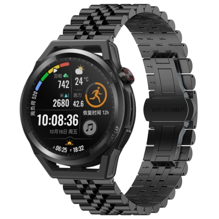 For Huawei Watch GT Runner Five Bull Half Round Stainless Steel Watch Band + Strap Removal Tool(Black) -  by PMC TechLife | Online Shopping South Africa | PMC TechLife