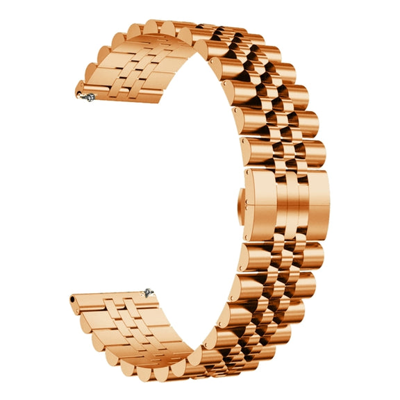 For Huawei Watch GT Runner Five Bull Half Round Stainless Steel Watch Band + Strap Removal Tool(Rose Gold)