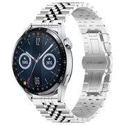 For Huawei Watch GT3 46mm Five Bull Half Round Stainless Steel Watch Band + Strap Removal Tool(Silver)