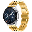 For Huawei Watch GT3 46mm Five Bull Half Round Stainless Steel Watch Band + Strap Removal Tool(Gold) -  by PMC TechLife | Online Shopping South Africa | PMC TechLife