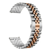 For Huawei Watch GT3 46mm Five Bull Half Round Stainless Steel Watch Band + Strap Removal Tool(Silver+Rose Gold)