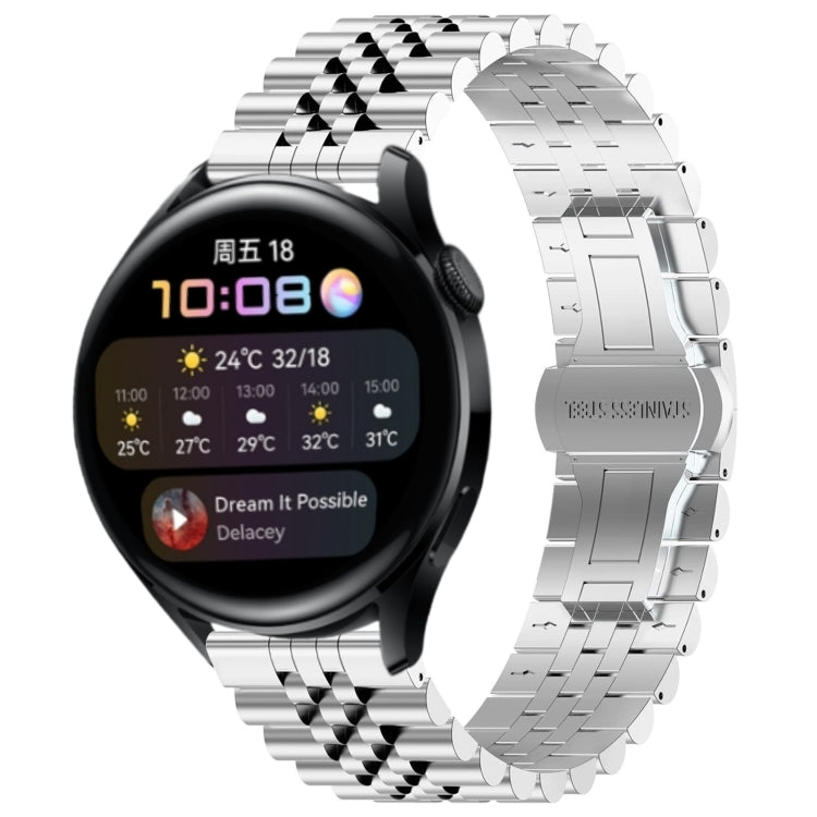 For Huawei Watch 3 / 3 Pro Five Bull Half Round Stainless Steel Watch Band + Strap Removal Tool(Silver) - Smart Wear by PMC TechLife | Online Shopping South Africa | PMC TechLife