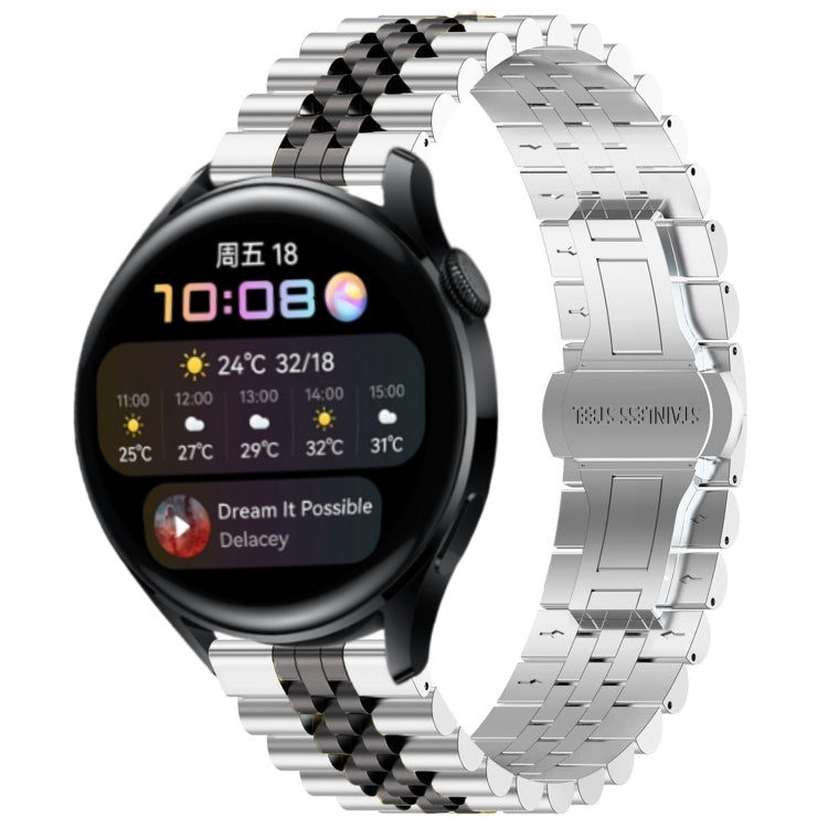 For Huawei Watch 3 / 3 Pro Five Bull Half Round Stainless Steel Watch Band + Strap Removal Tool(Silver+Black) -  by PMC TechLife | Online Shopping South Africa | PMC TechLife