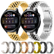 For Huawei Watch 3 / 3 Pro Five Bull Half Round Stainless Steel Watch Band + Strap Removal Tool(Silver+Black)