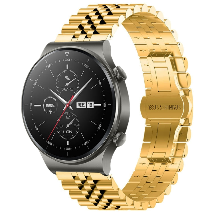 For Huawei Watch GT2 Pro / GT 2e Five Bull Half Round Stainless Steel Watch Band + Strap Removal Tool(Gold) - Smart Wear by PMC TechLife | Online Shopping South Africa | PMC TechLife