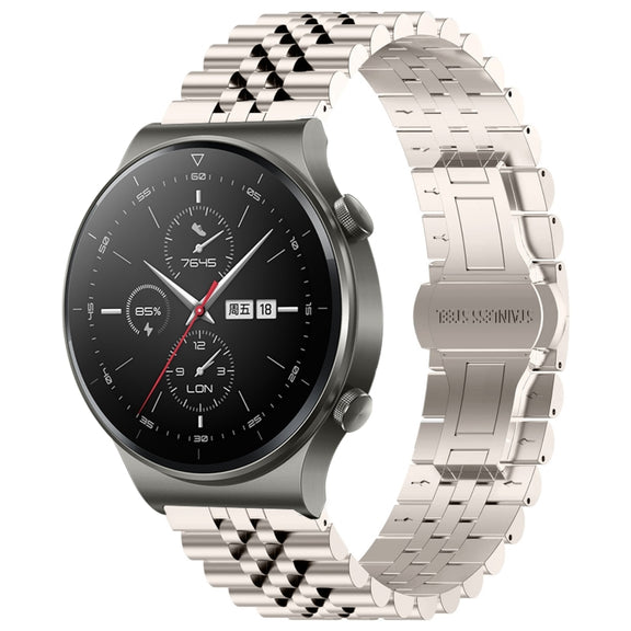 For Huawei Watch GT2 Pro / GT 2e Five Bull Half Round Stainless Steel Watch Band + Strap Removal Tool(Starlight Color)