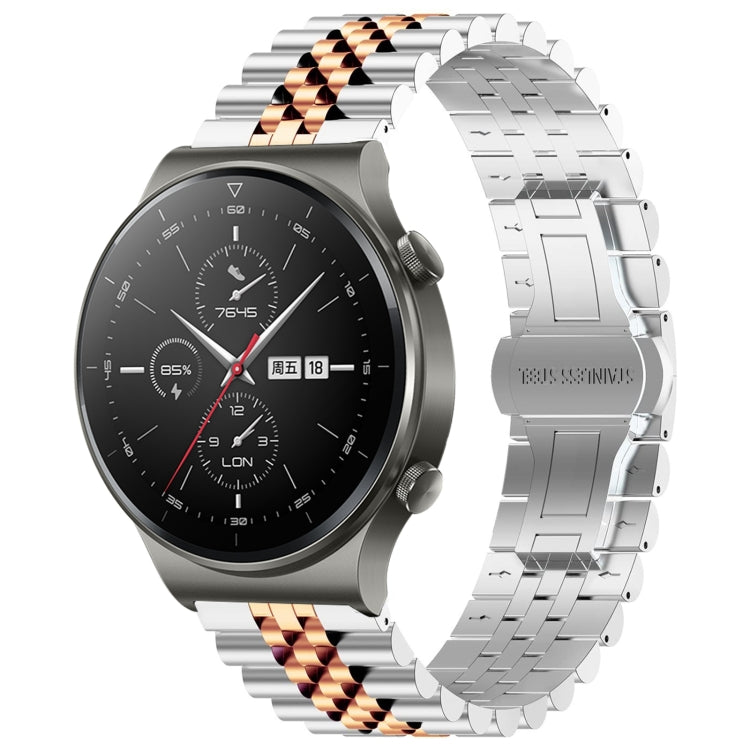 For Huawei Watch GT2 Pro / GT 2e Five Bull Half Round Stainless Steel Watch Band + Strap Removal Tool(Silver+Rose Gold) -  by PMC TechLife | Online Shopping South Africa | PMC TechLife