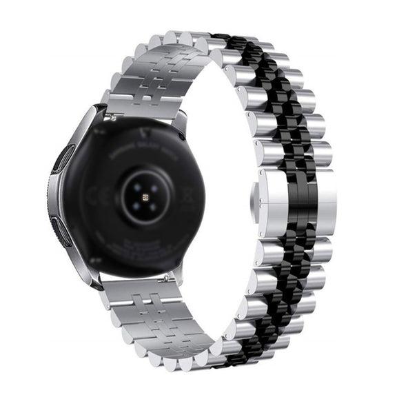 For Huawei Watch GT2 Pro / GT 2e Five Bull Half Round Stainless Steel Watch Band + Strap Removal Tool(Silver+Black)