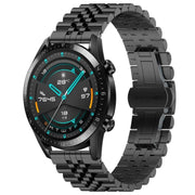 For Huawei Watch GT 42mm/46mm / GT2 46mm Five Bull Half Round Stainless Steel Watch Band + Strap Removal Tool(Black)