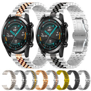 For Huawei Watch GT 42mm/46mm / GT2 46mm Five Bull Half Round Stainless Steel Watch Band + Strap Removal Tool(Silver)