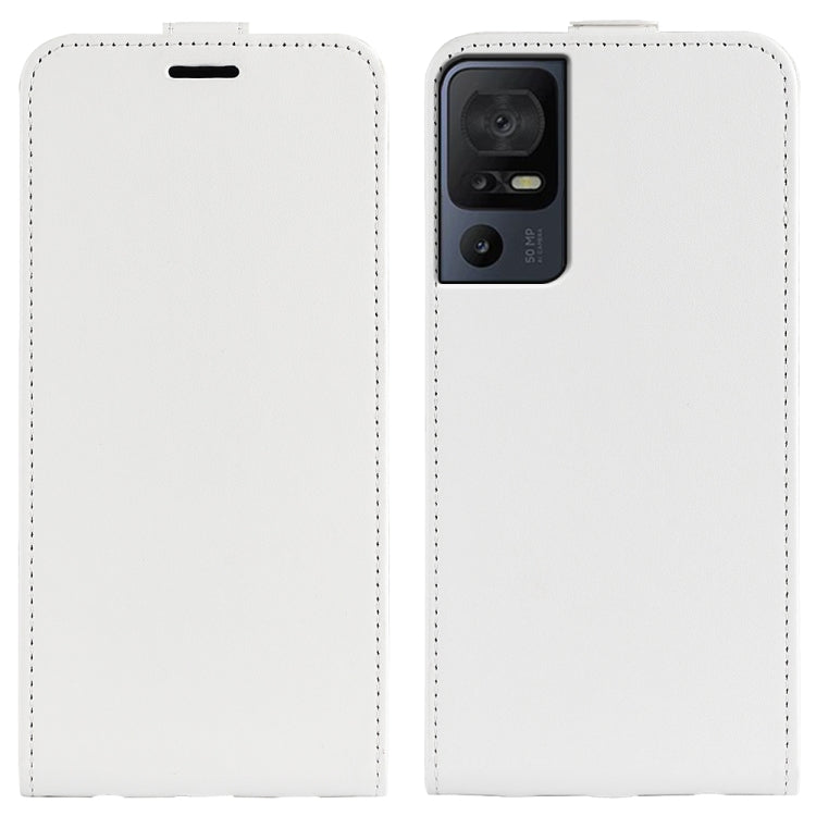 For TCL 40 SE R64 Texture Vertical Flip Leather Phone Case(White) - free shipping - PMC TechLife - Order now!