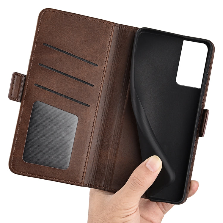 For TCL 40 SE Dual-side Magnetic Buckle Leather Phone Case(Brown) - free shipping - PMC TechLife - Order now!