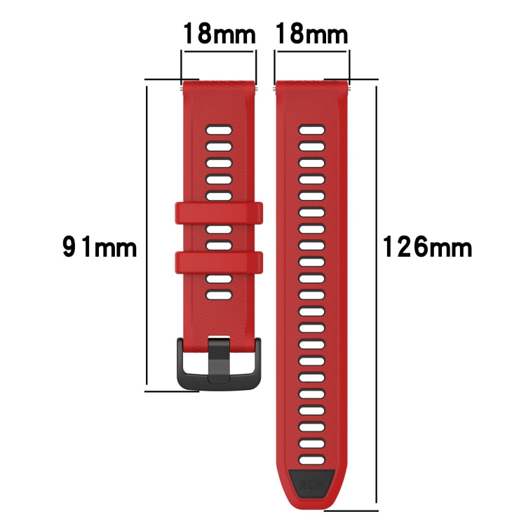 For Garmin Forerunner 255S Music 18mm Sports Two-Color Silicone Watch Band(Black+Red) - Smart Wear by PMC TechLife | Online Shopping South Africa | PMC TechLife