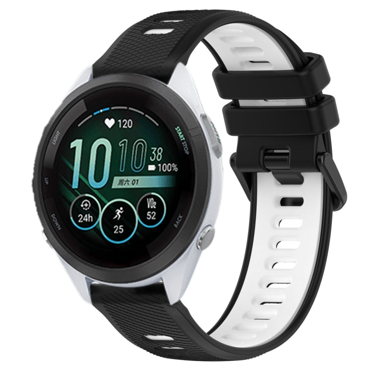 For Garmin Forerunner 265S Music 18mm Sports Two-Color Silicone Watch Band(Black+White)