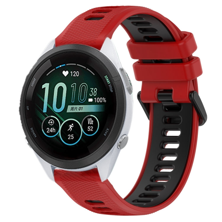 For Garmin Forerunner 265S Music 18mm Sports Two-Color Silicone Watch Band(Red+Black) - Smart Wear by PMC TechLife | Online Shopping South Africa | PMC TechLife